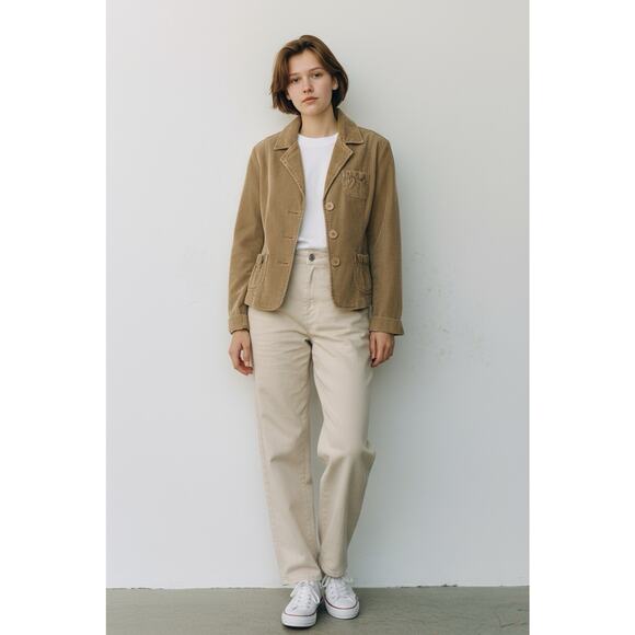 Vintage 90s Y2K era Bill Blass L corduroy jacket light brown/tan cropped blazer - Picture 11 of 11